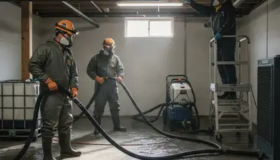 Burst pipe cleanup team restoring water-damaged Mobile, AL home after emergency leak
