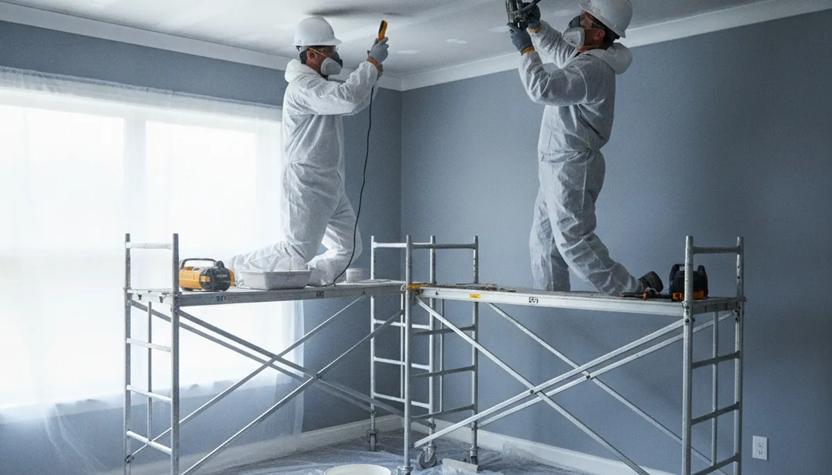 Ceiling water damage repair in Mobile, AL home with stain and moisture damage
