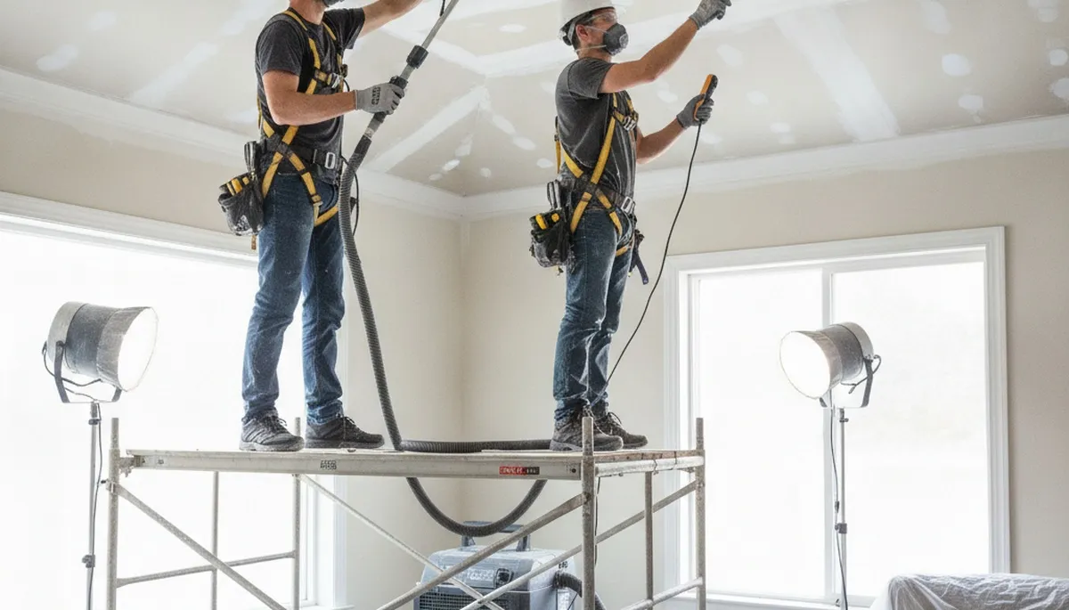 Ceiling water damage repair in Mobile, AL home with stain and sagging ceiling from moisture damage