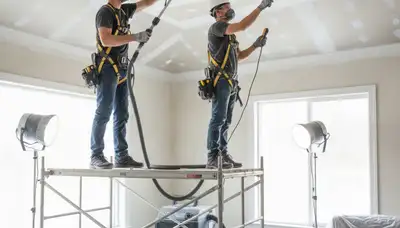 Ceiling water damage repair in Mobile, AL home with stain and sagging ceiling from moisture damage