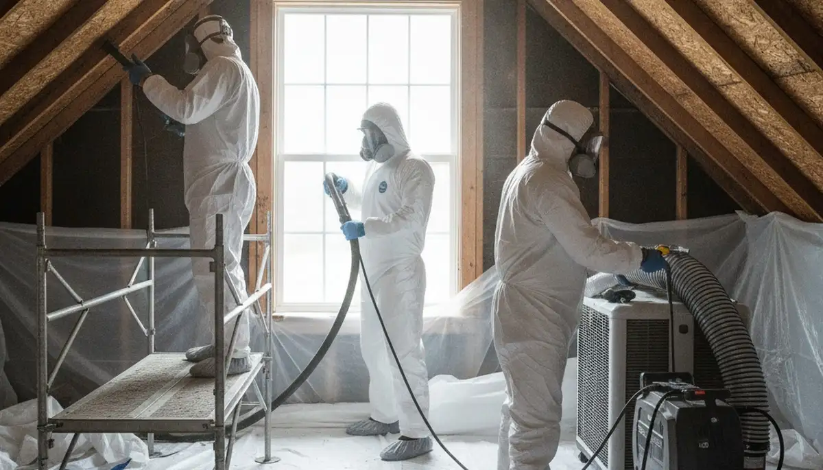 Mold removal technician in Mobile, AL inspecting water damage and remediation equipment