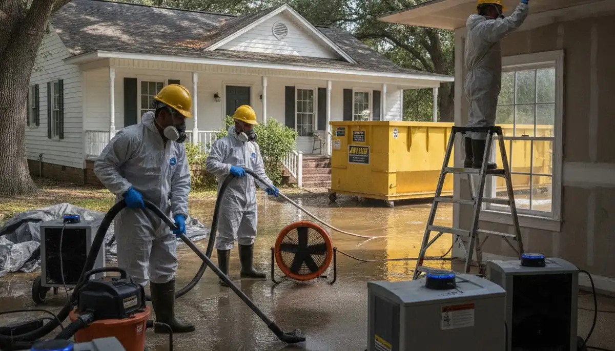 Water damage restoration team serving Mobile, AL for emergency cleanup and repairs