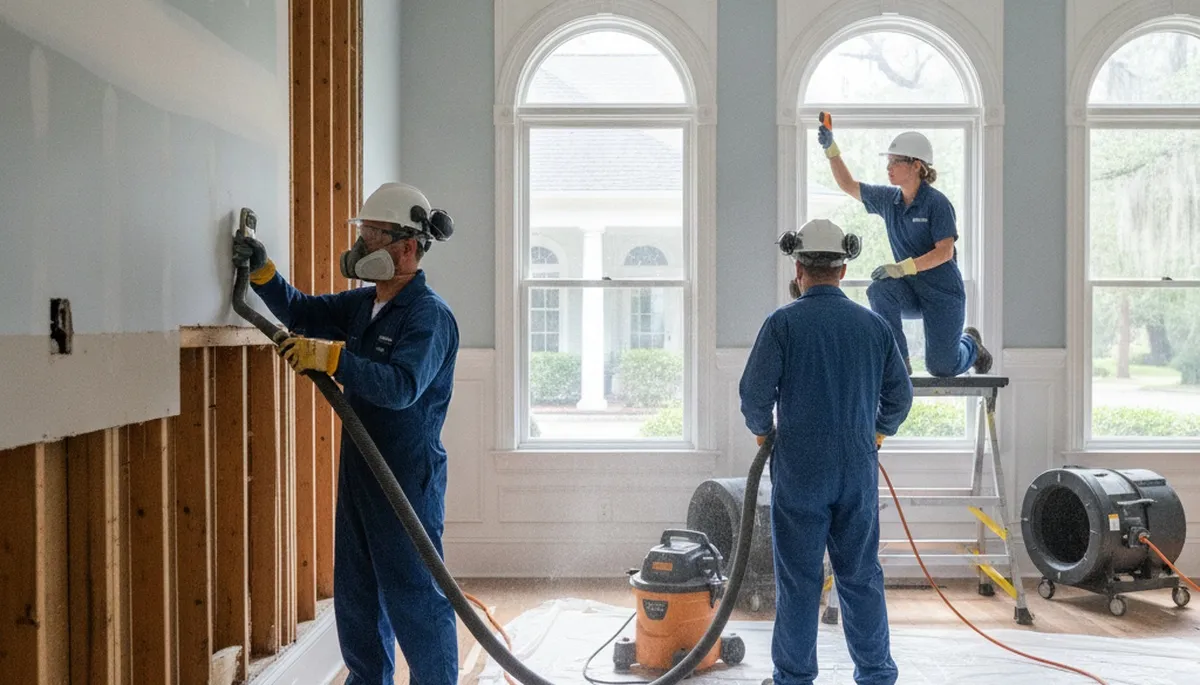 Water damage restoration team in Mobile, AL providing emergency cleanup and drying services