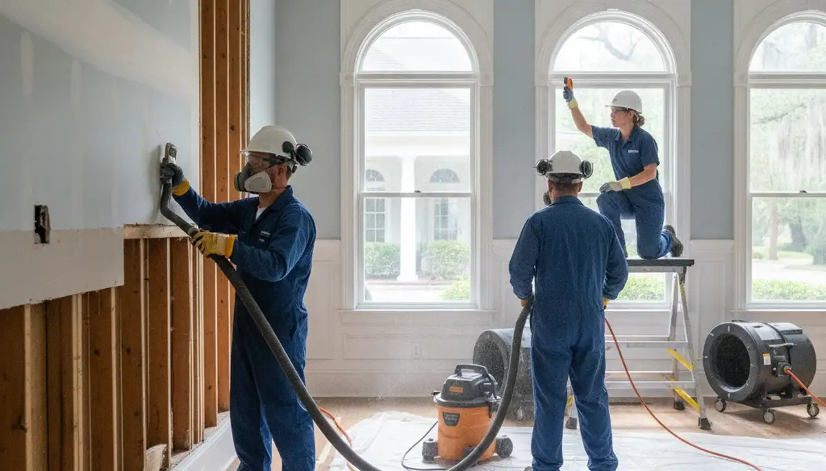 Water damage restoration team in Mobile, AL providing emergency cleanup and drying services
