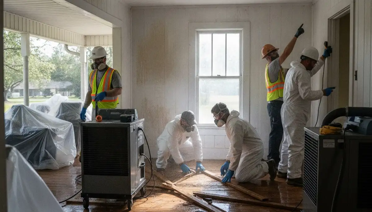 Water damage restoration team serving Mobile, AL for emergency cleanup and repairs